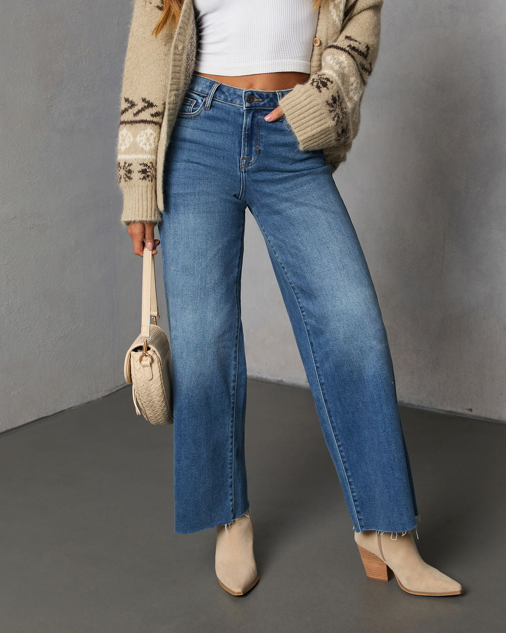 Connie Super Stretch High Rise Frayed Hem Jeans-Vogue Logic