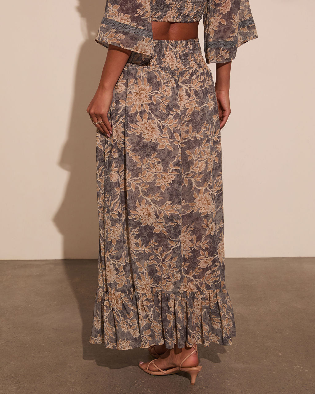 Moonlit Bloom Lace Up Maxi Skirt-Vogue Logic