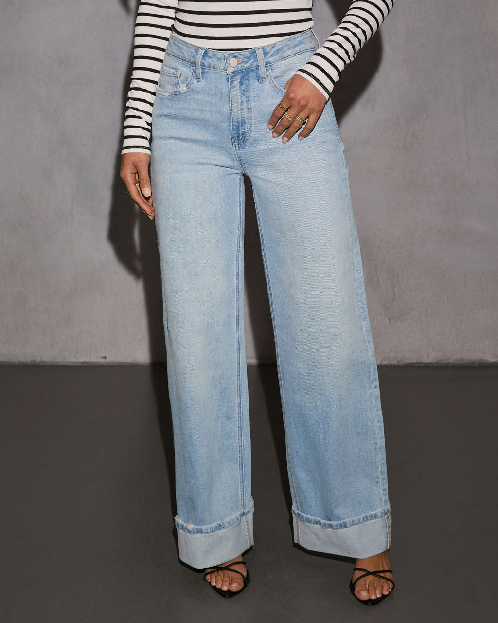 Laylia Stretch Distressed Wide Leg Jeans-Vogue Logic