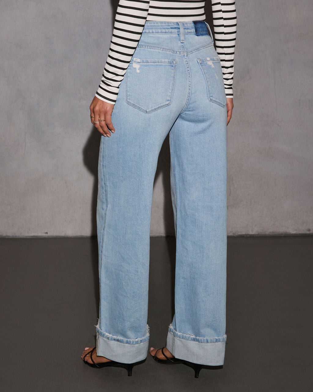 Laylia Stretch Distressed Wide Leg Jeans-Vogue Logic