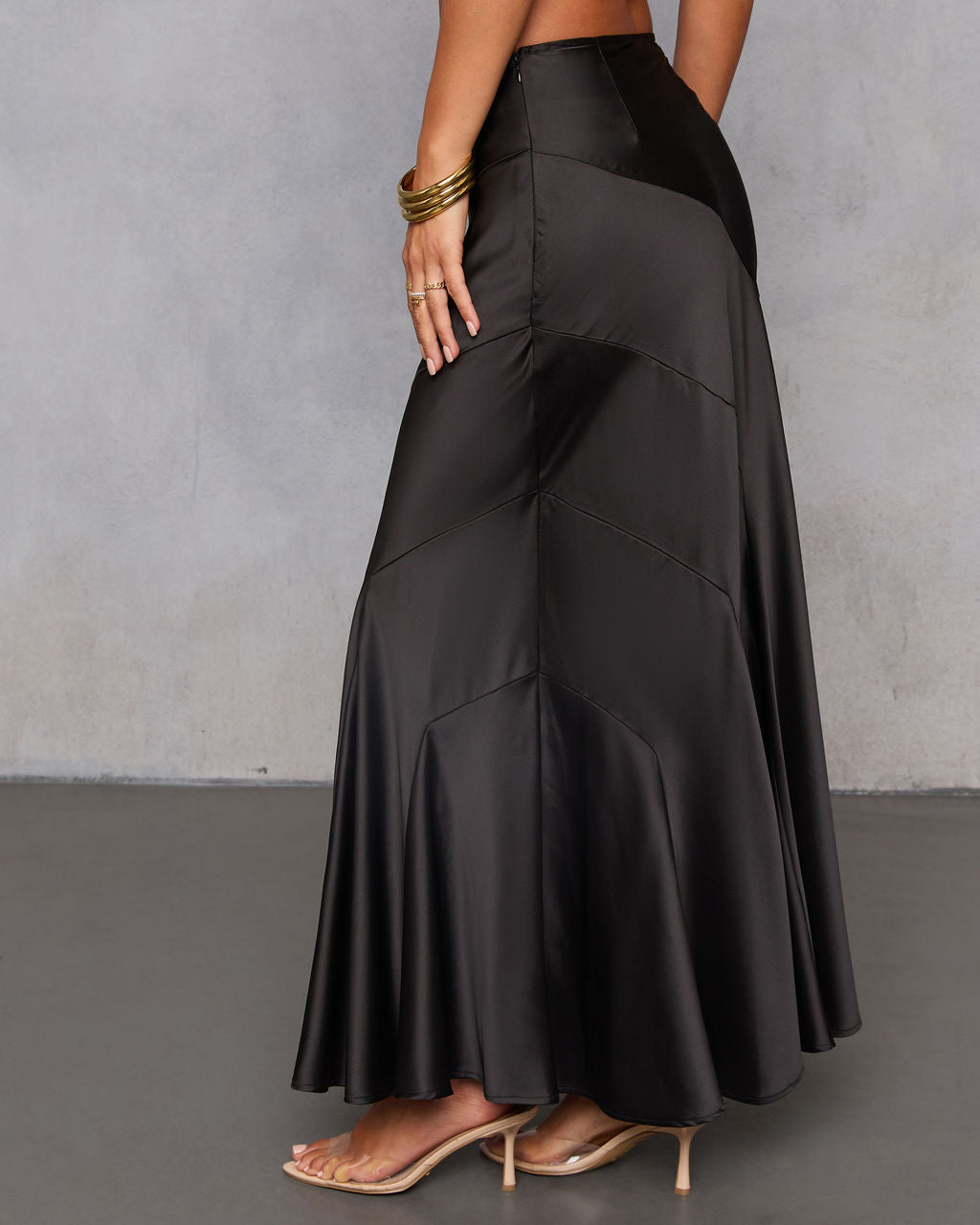 Night Mode Satin Maxi Skirt-Vogue Logic