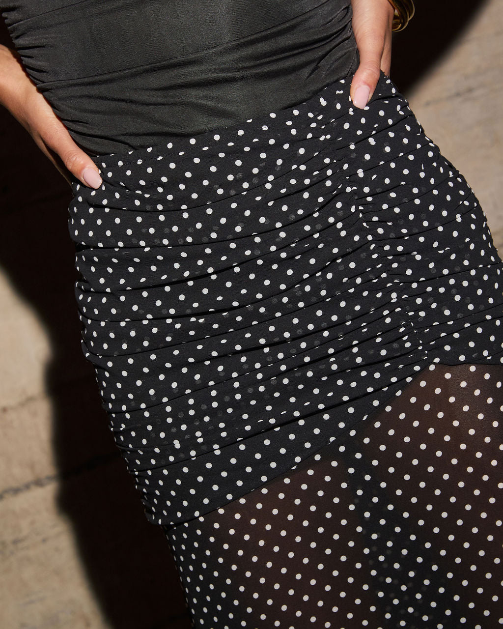 Moonstone Polka Dot Maxi Skirt-Vogue Logic