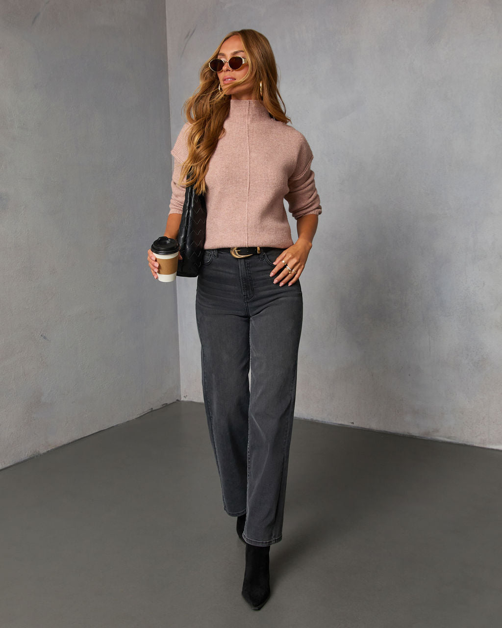 Malia Mock Neck Seamed Sweater-Vogue Logic