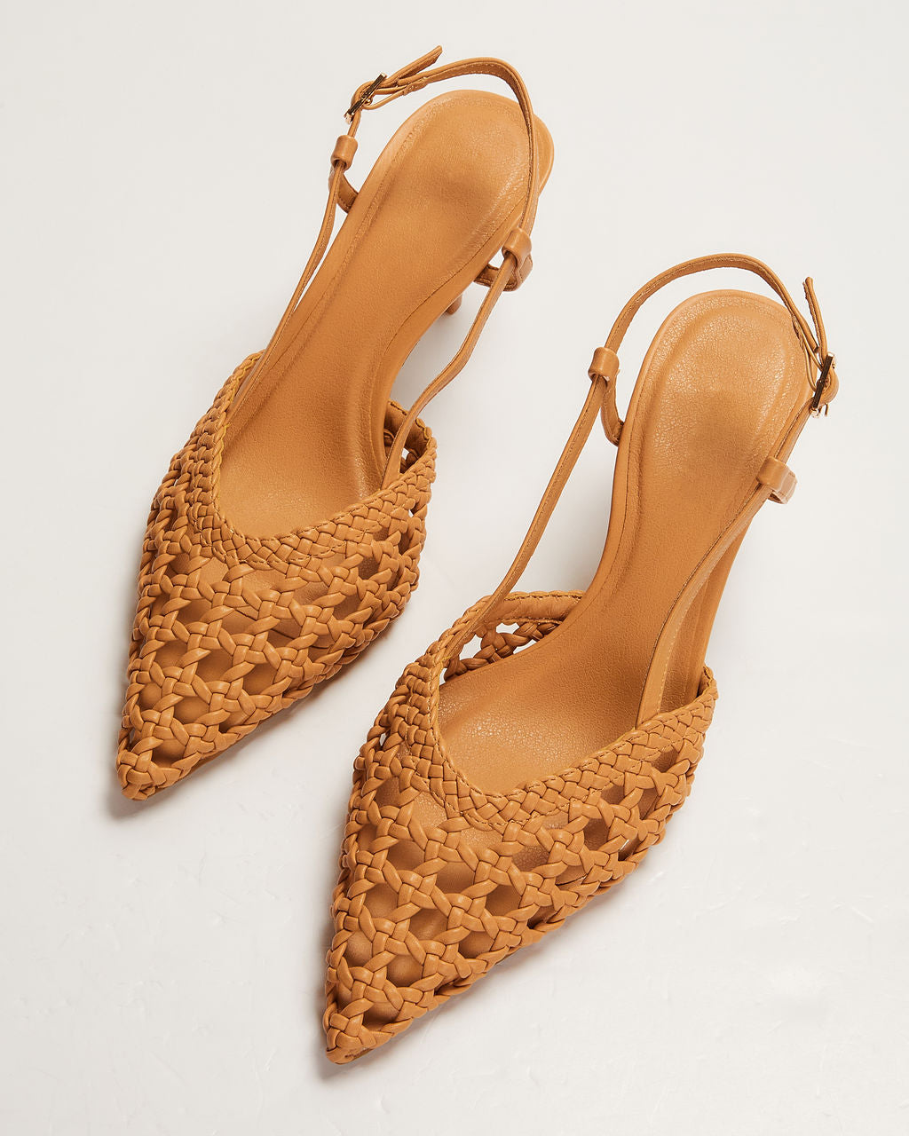 Mira Woven Pointed Toe Slingback Pumps-Vogue Logic