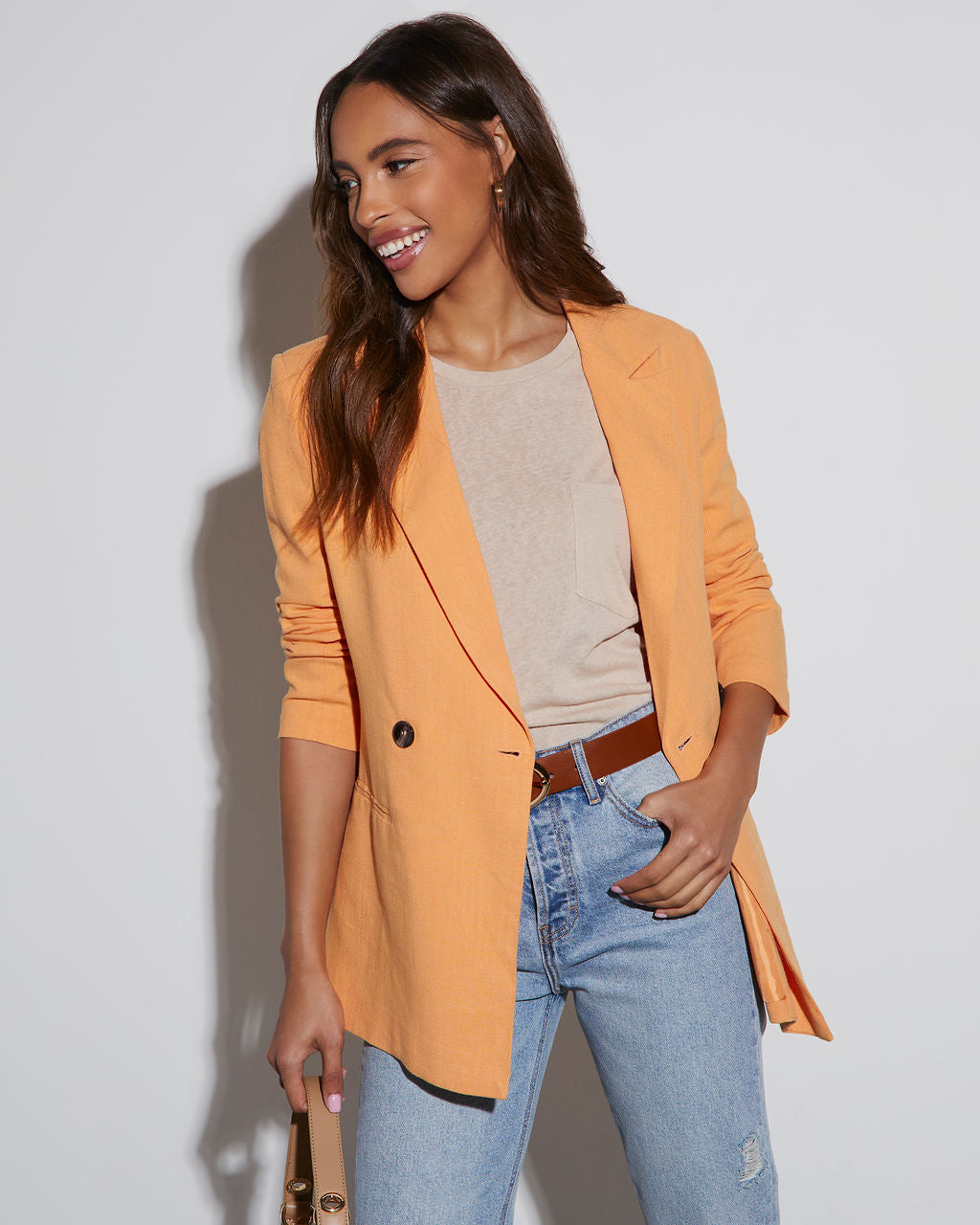 Confidence Double Breasted Linen Blazer-Vogue Logic