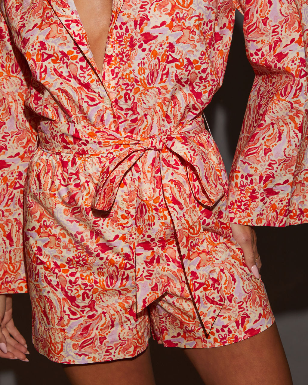 Aurore Bell Sleeve Tie Waist Romper-Vogue Logic