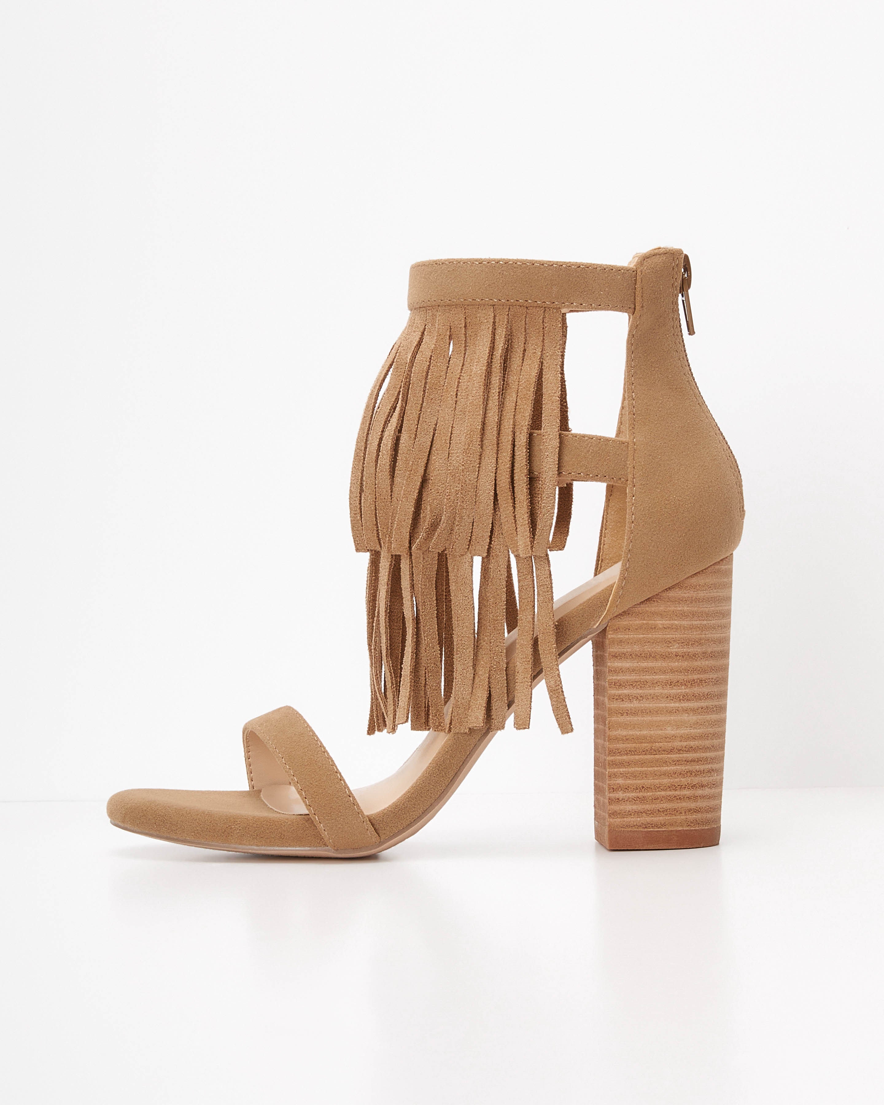 Camila Layered Fringe Heel-Vogue Logic