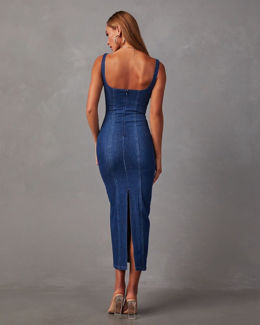 Warren Denim Midi Dress-Vogue Logic