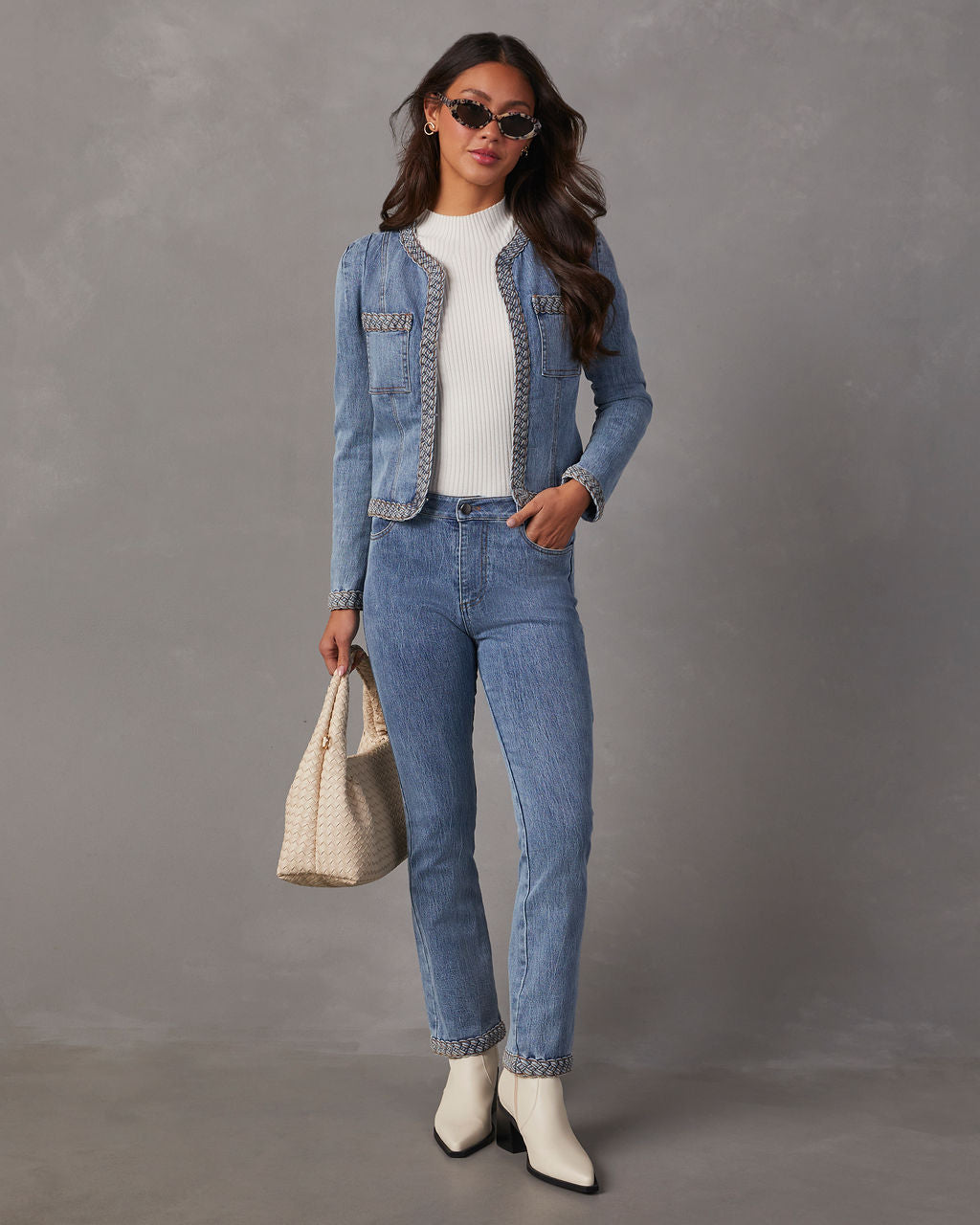 Farrow Braided Denim Tailored Jacket-Vogue Logic