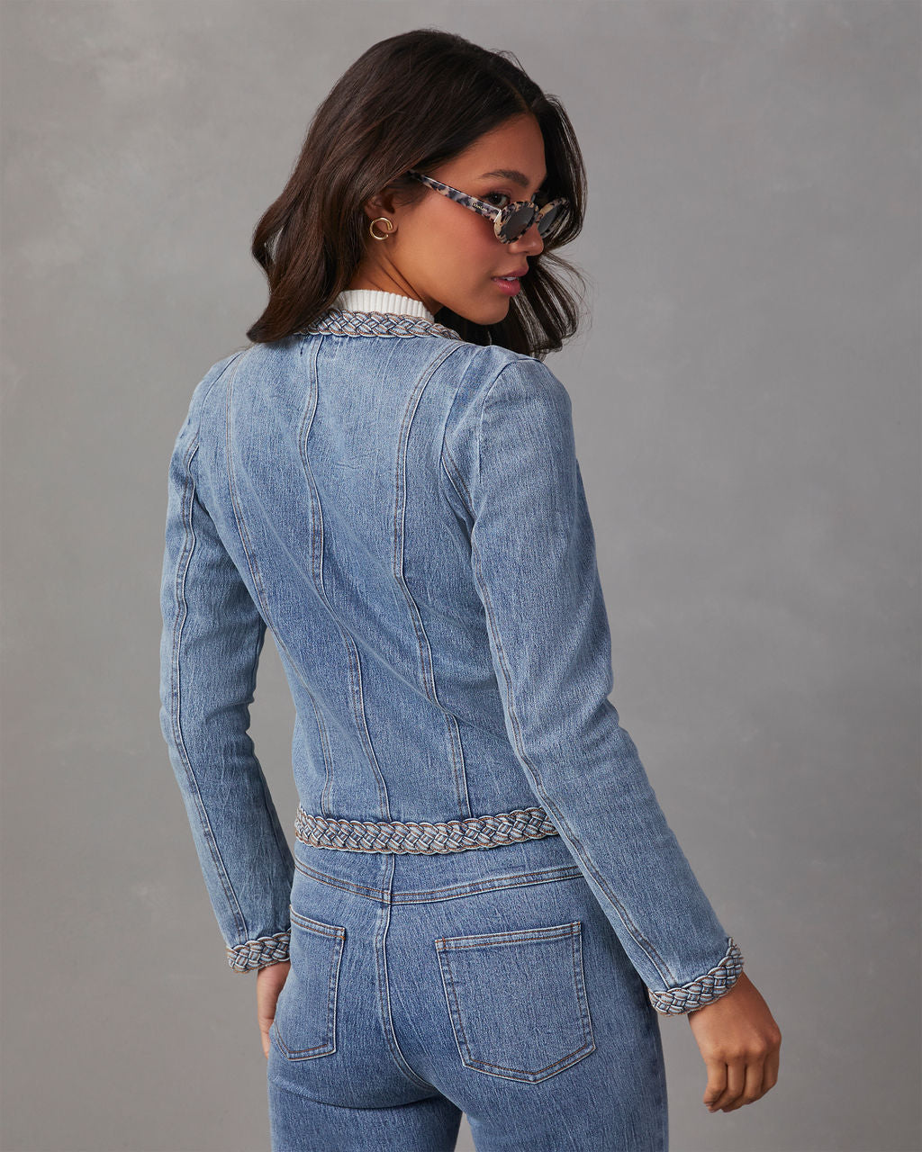Farrow Braided Denim Tailored Jacket-Vogue Logic