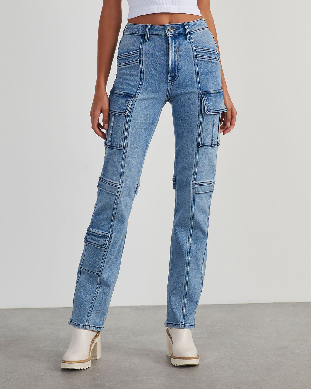 Zhaire Super Stretch High Rise Straight Jeans-Vogue Logic