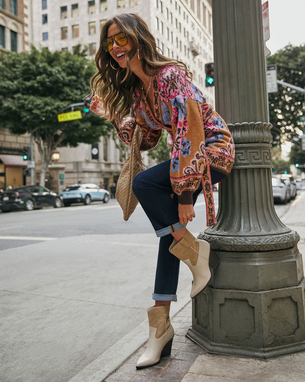 Daisy Days Floral Waist Tie Cardigan-Vogue Logic