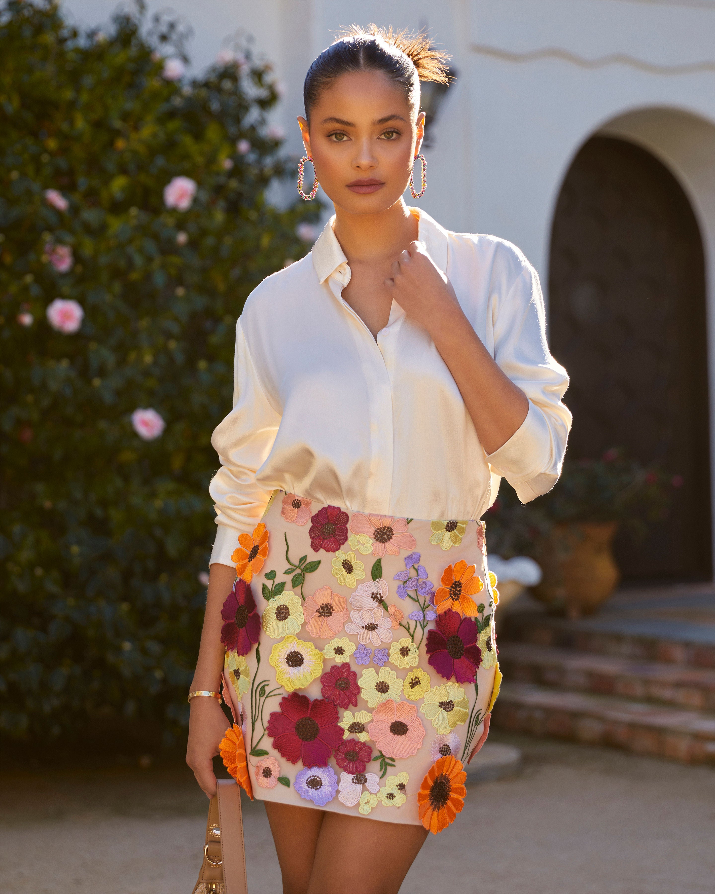 Marcos Satin Button Down Top-Vogue Logic