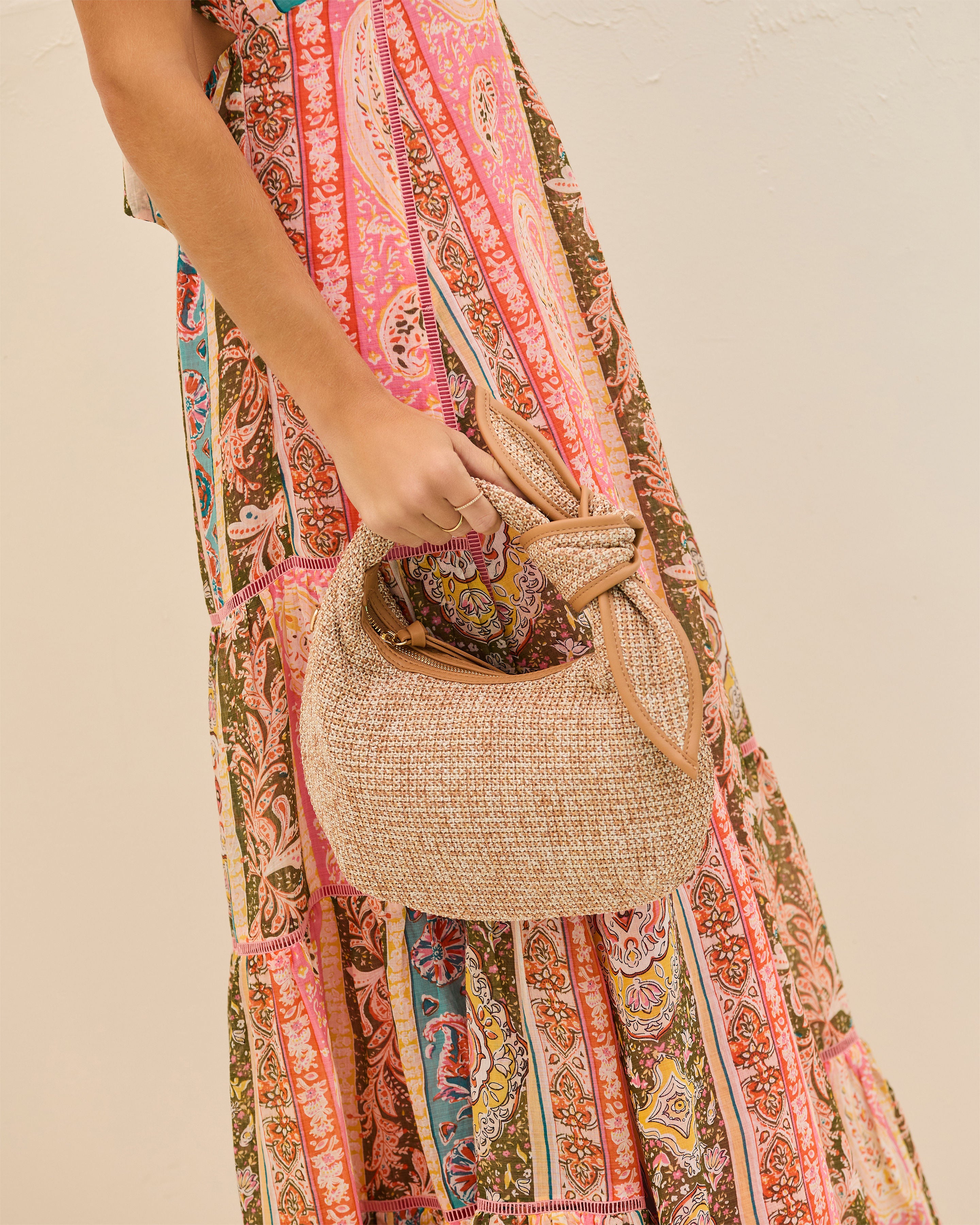 Harissa Knotted Raffia Bag-Vogue Logic