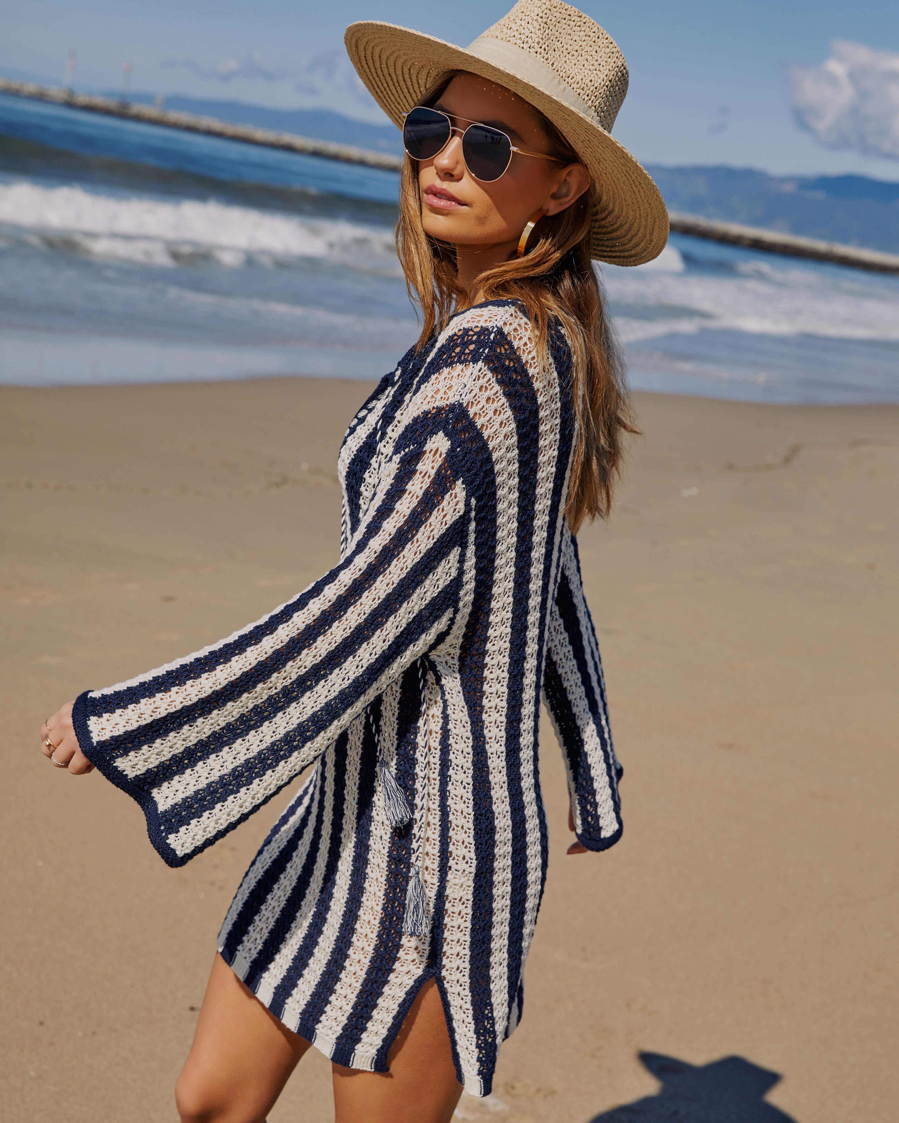 Montauk Striped Coverup Dress-Vogue Logic