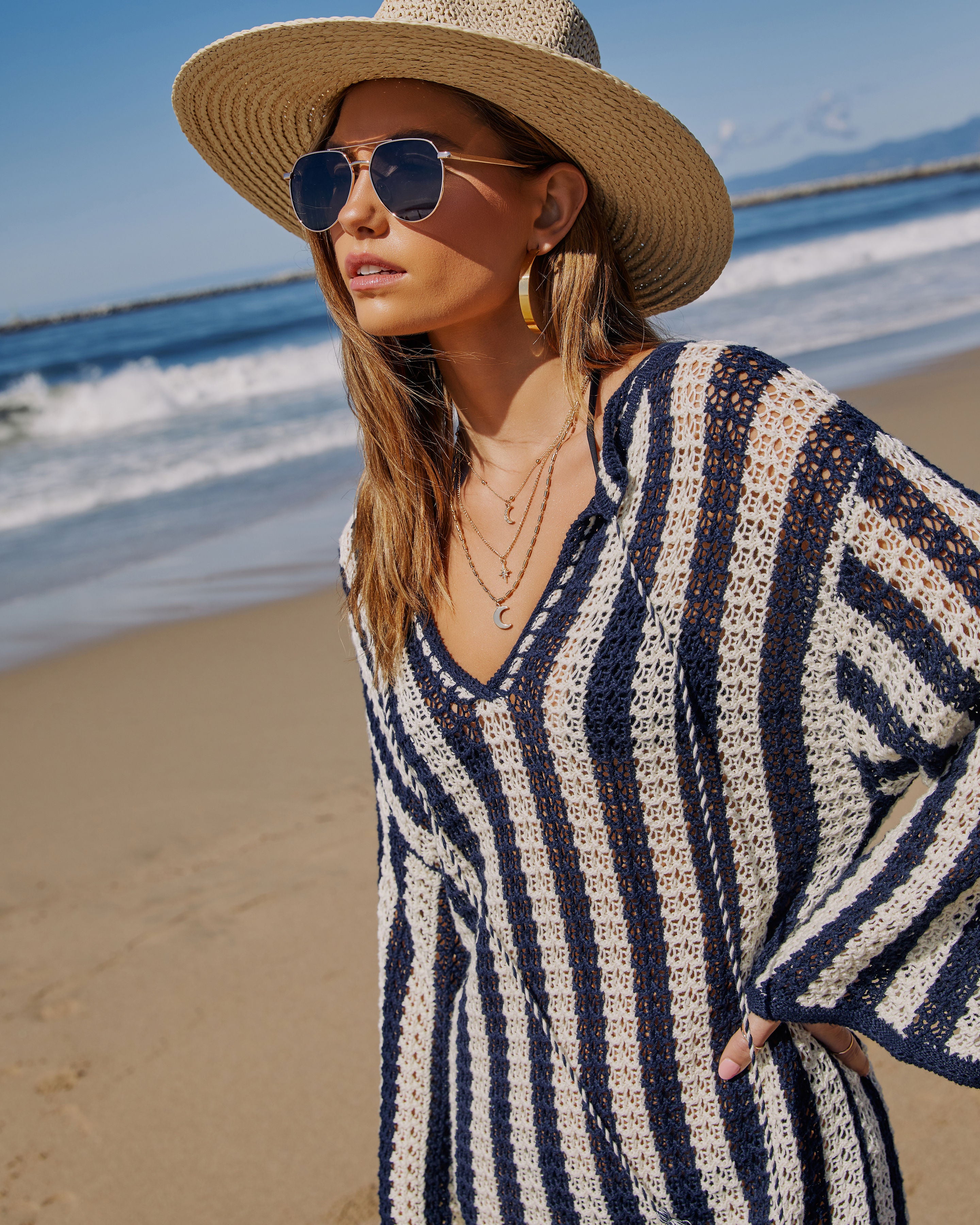 Montauk Striped Coverup Dress-Vogue Logic