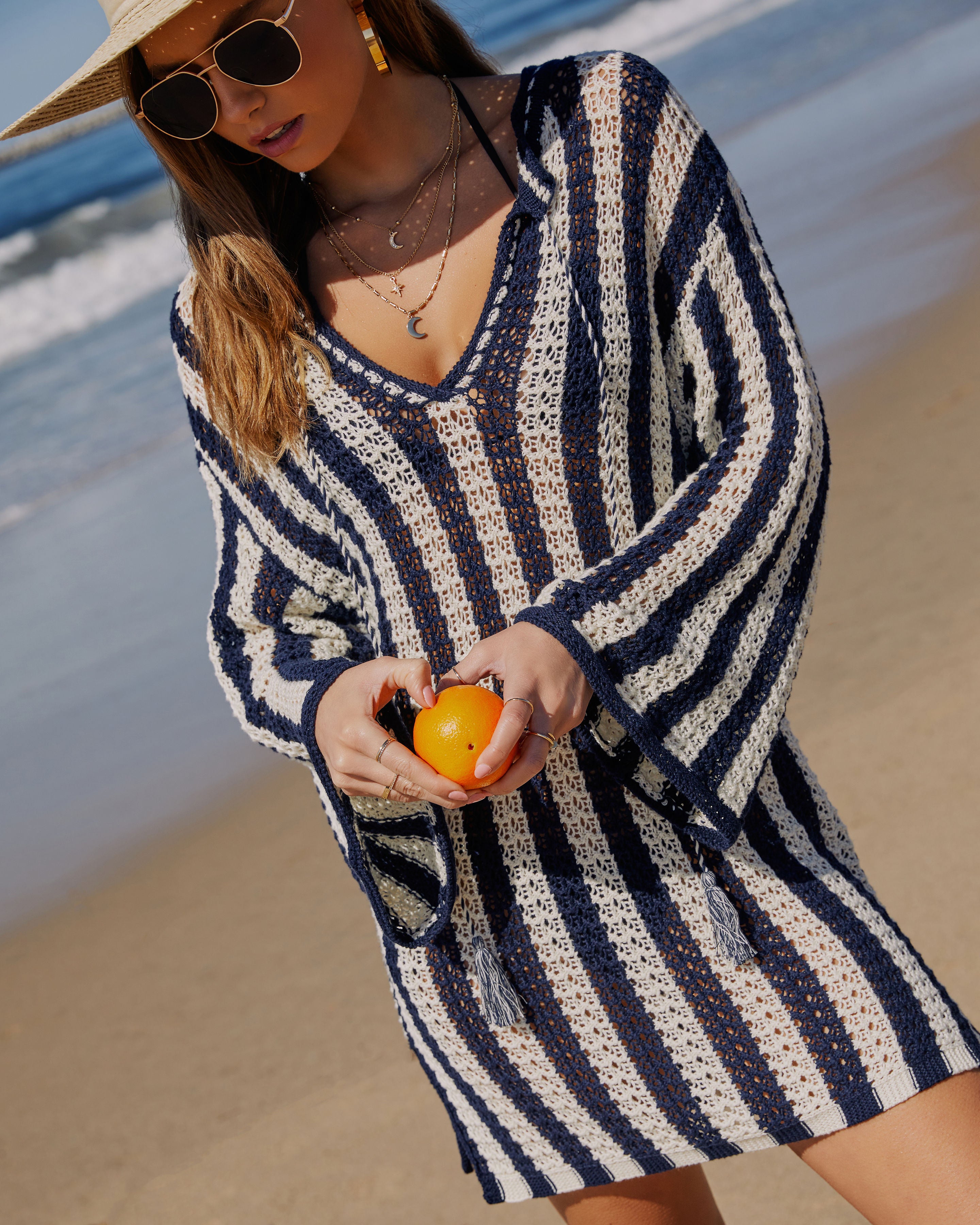 Montauk Striped Coverup Dress-Vogue Logic