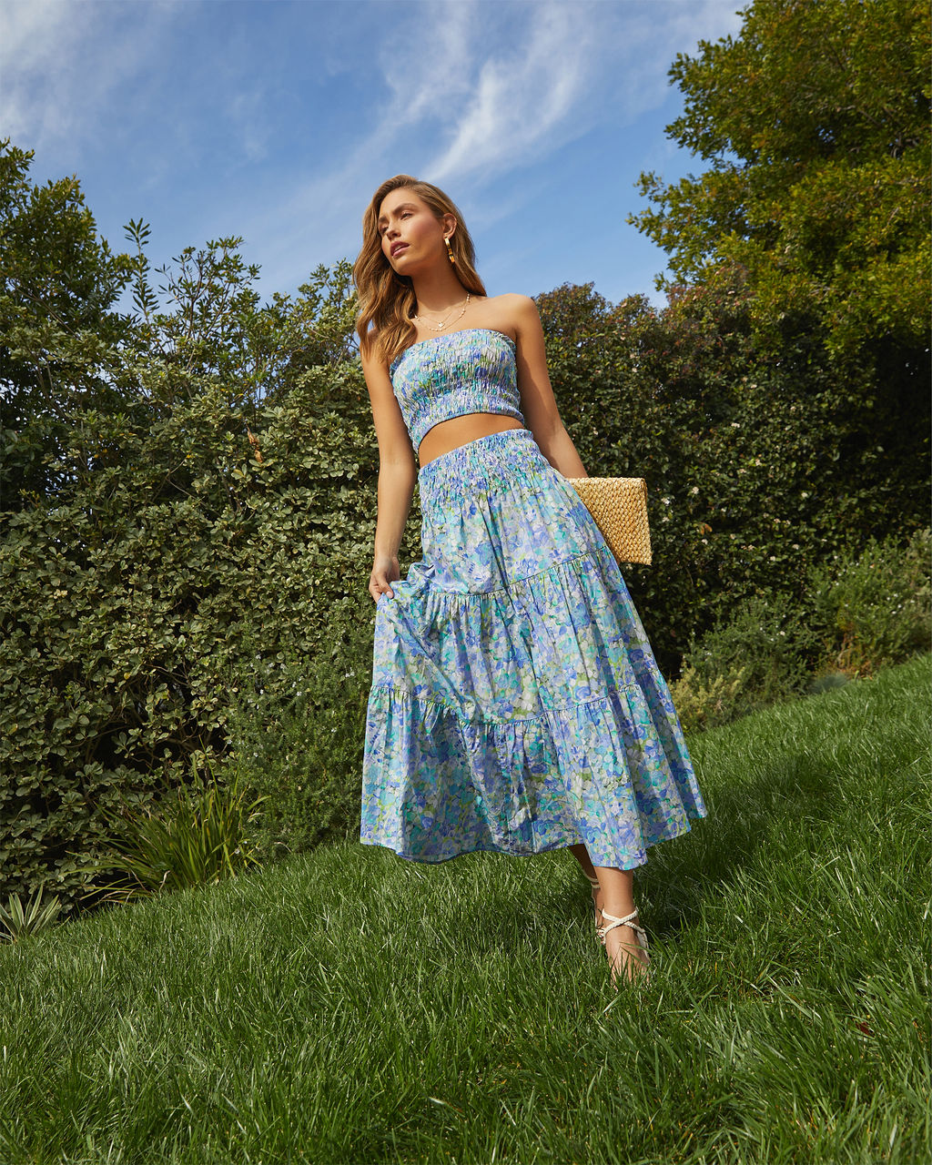 Angie Floral Midi Skirt-Vogue Logic