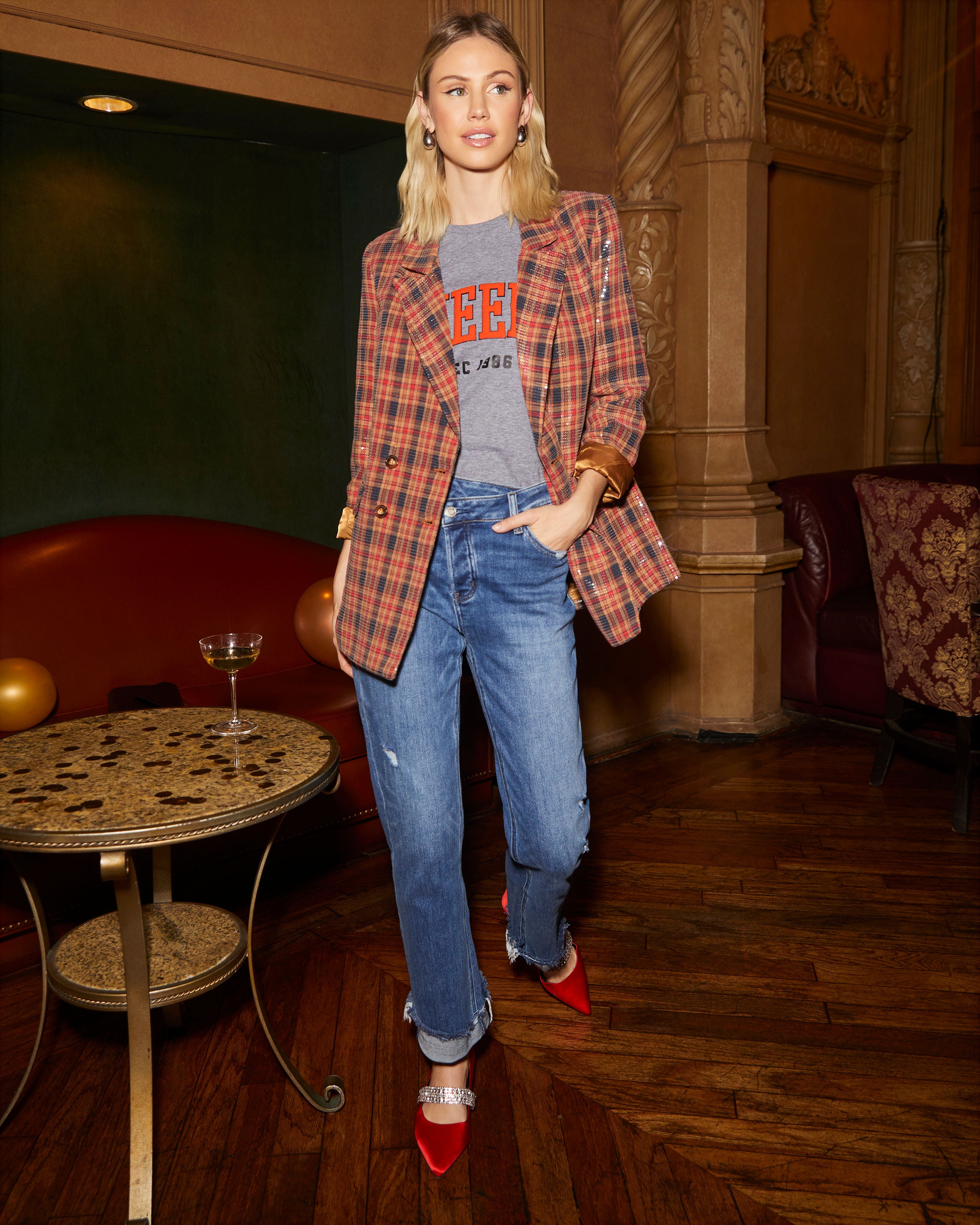 Noelia Plaid Blazer-Vogue Logic