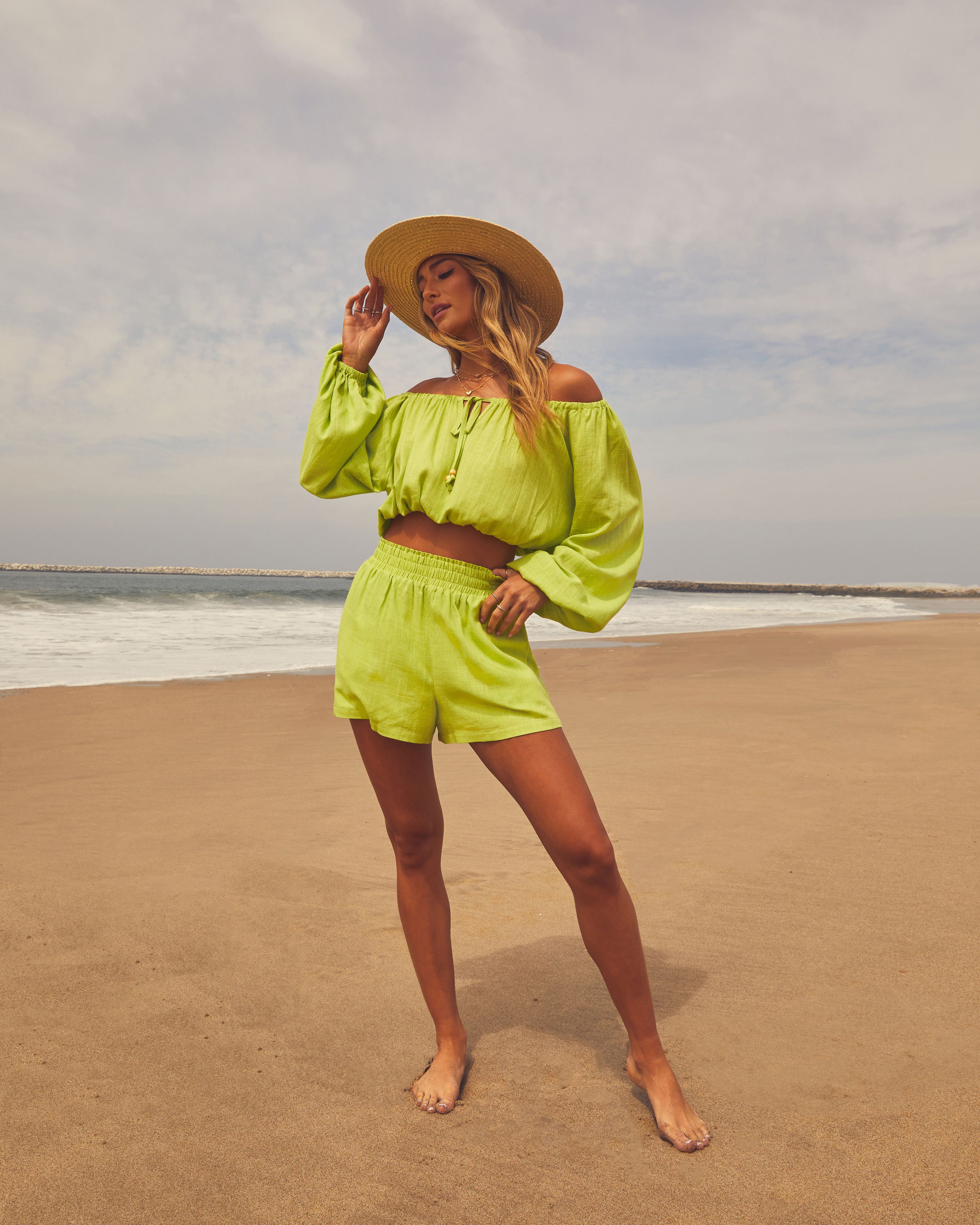 Elysia High Rise Elastic Waist Pocketed Shorts-Vogue Logic