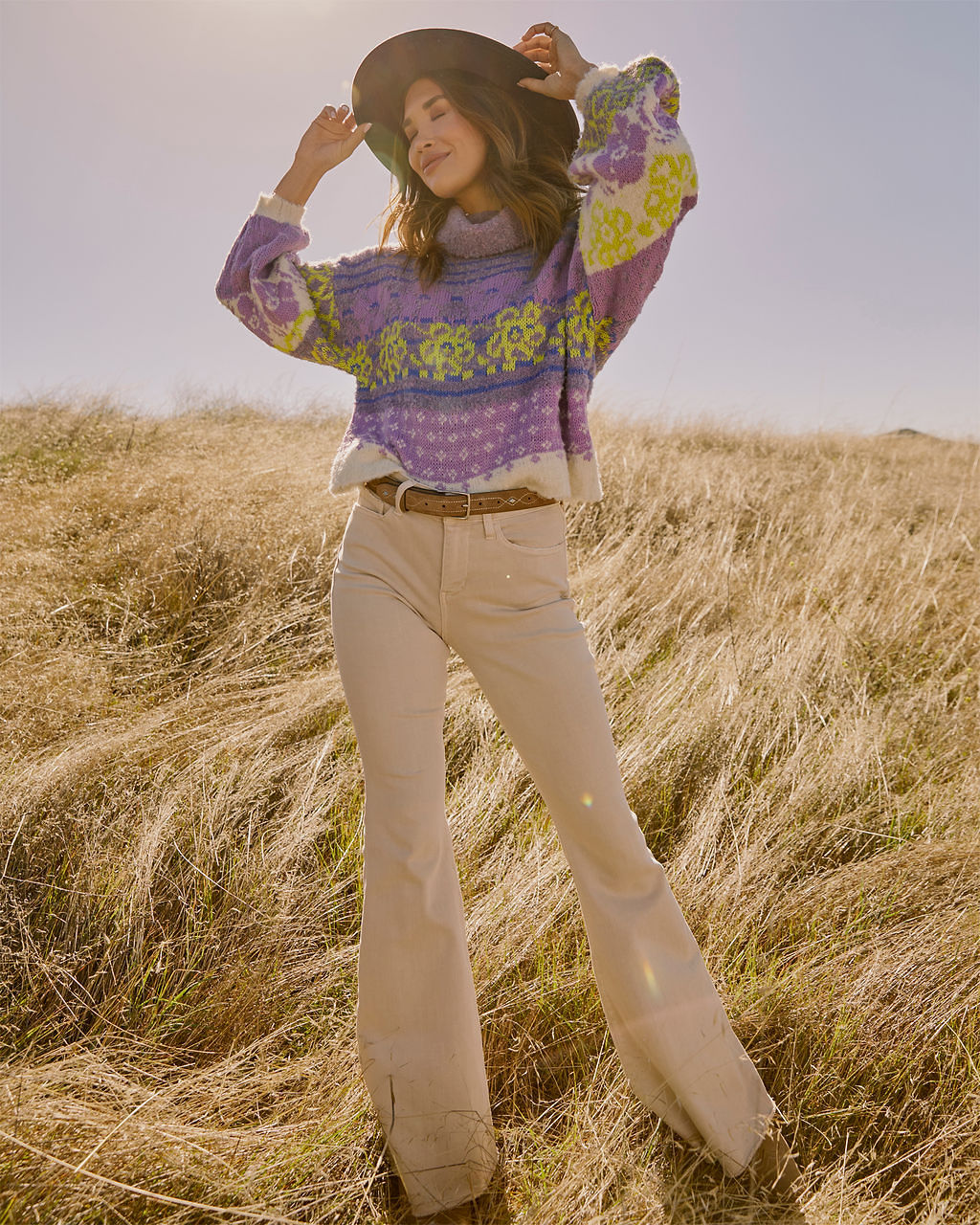 Monet Knit Printed Turtleneck Pullover Sweater-Vogue Logic