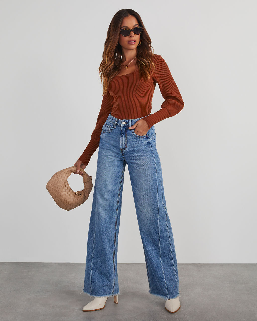 Keller Balloon Sleeve Ribbed Sweater-Vogue Logic