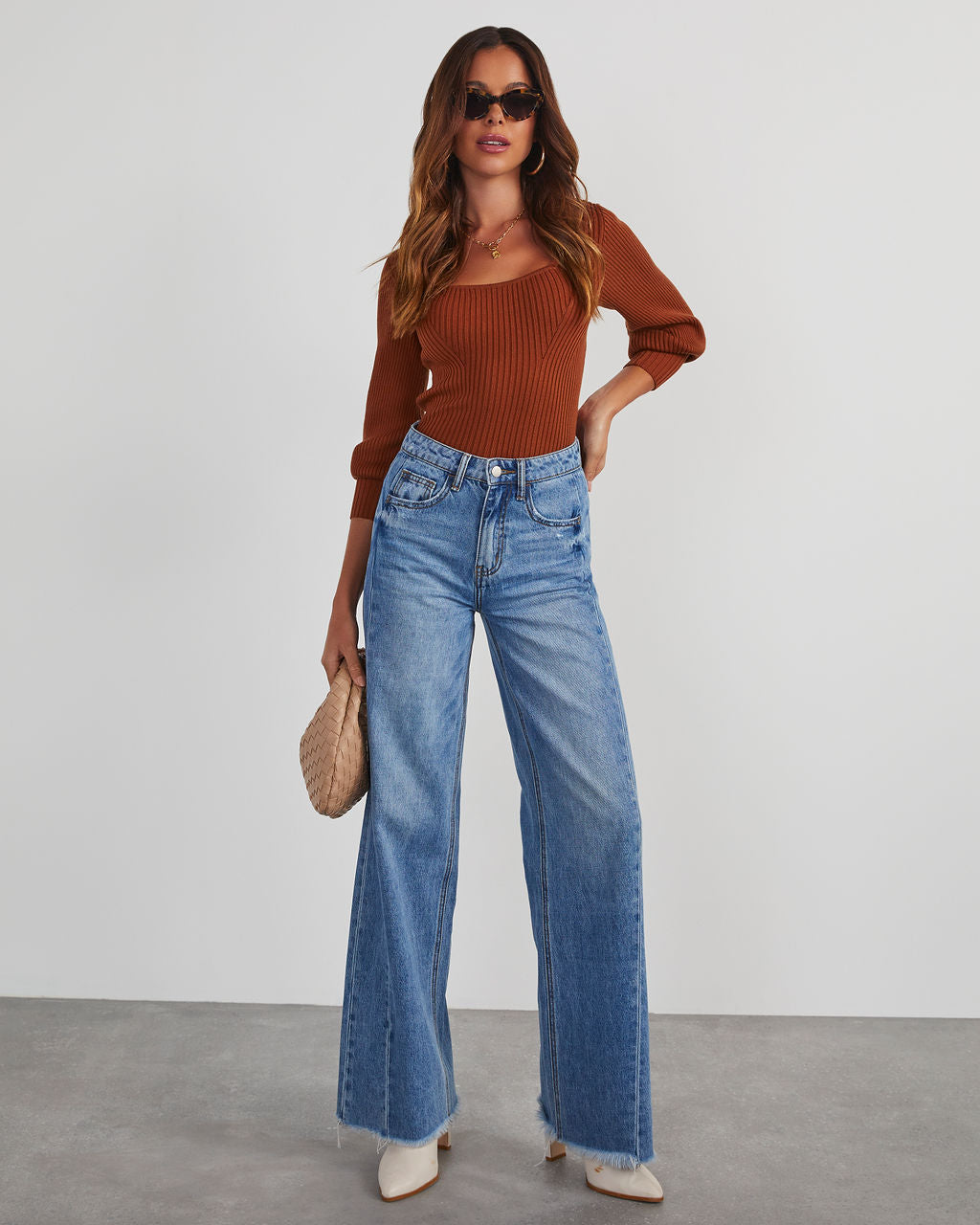 Keller Balloon Sleeve Ribbed Sweater-Vogue Logic