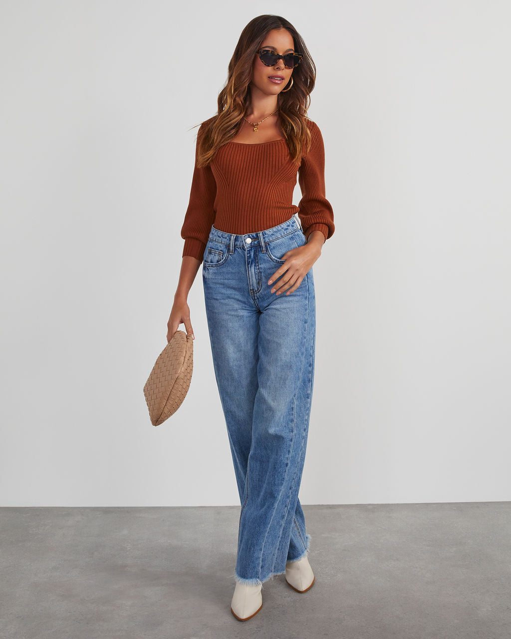 Keller Balloon Sleeve Ribbed Sweater-Vogue Logic