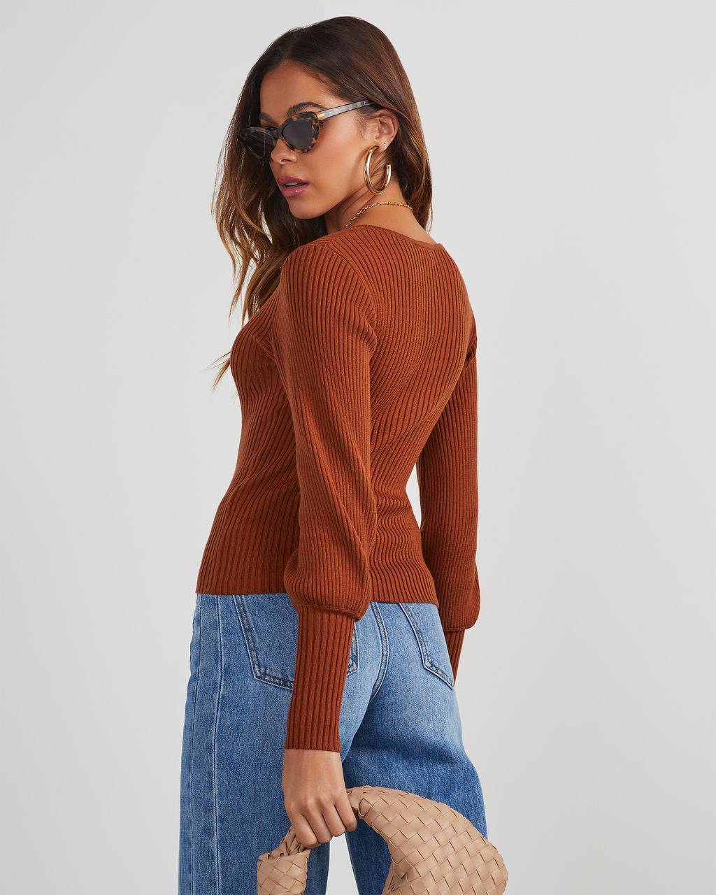 Keller Balloon Sleeve Ribbed Sweater-Vogue Logic