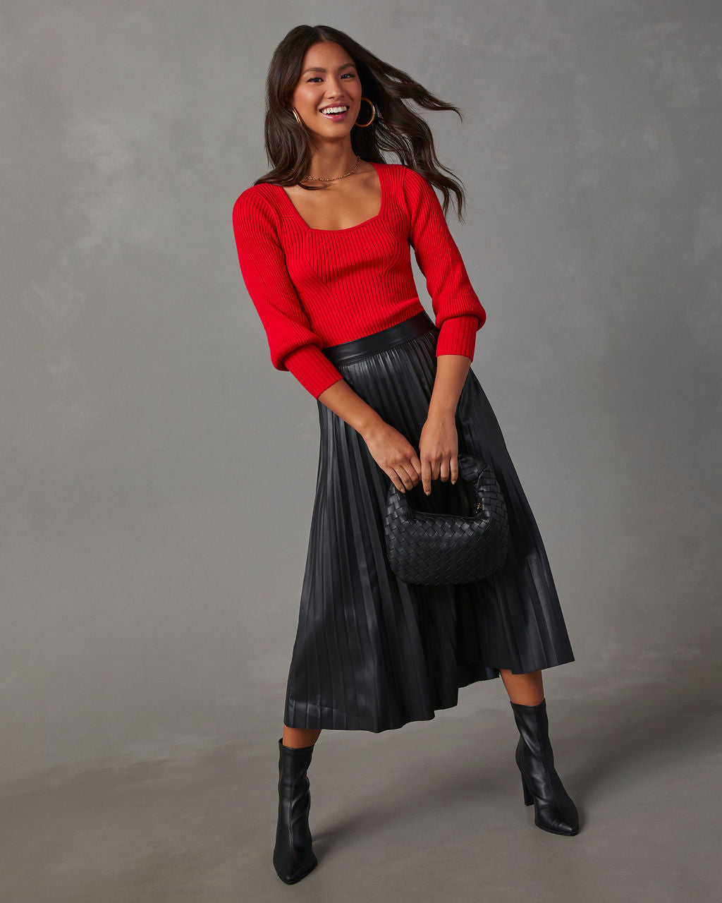 Keller Balloon Sleeve Ribbed Sweater-Vogue Logic