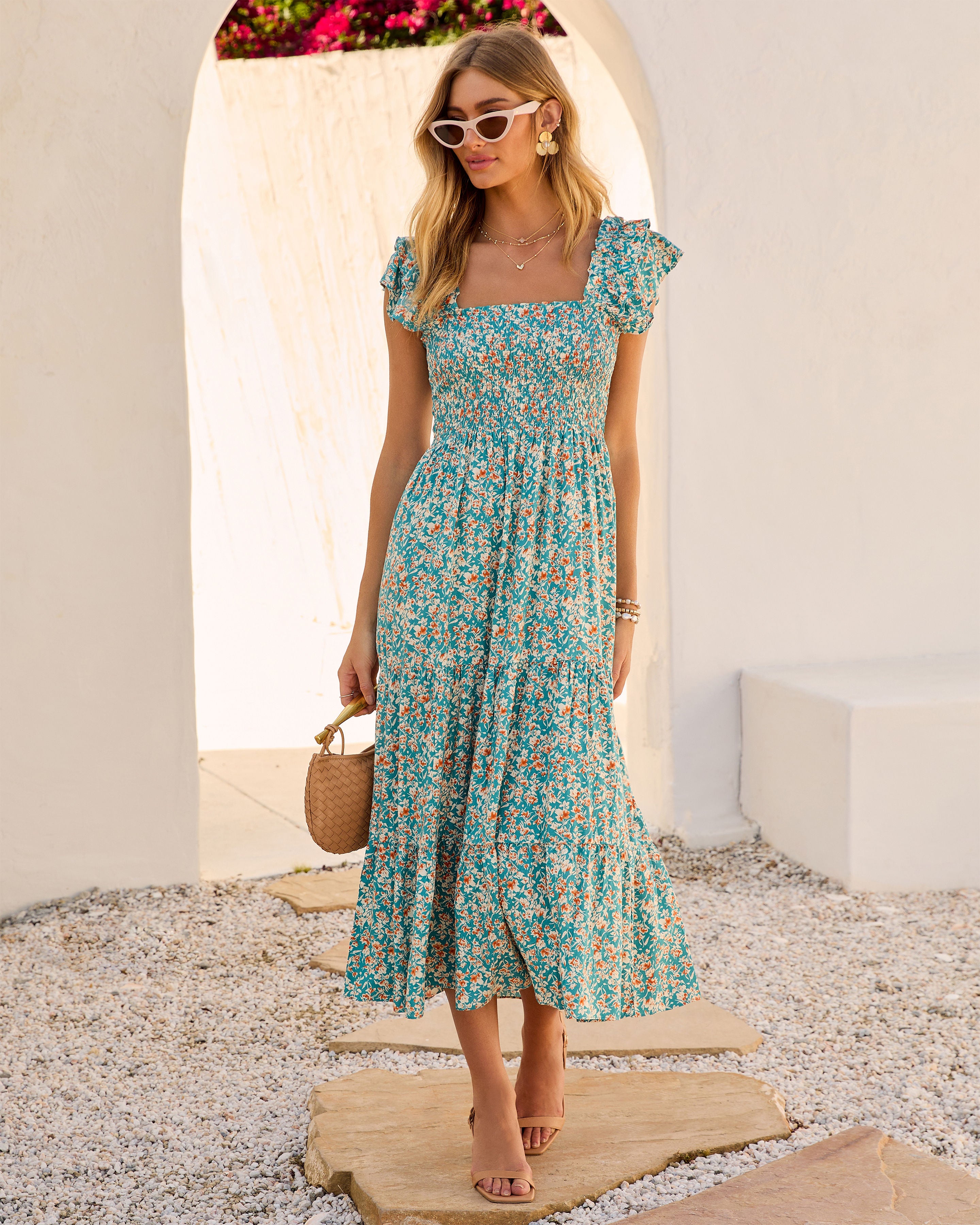 Fables Tiered Smocked Maxi Dress-Vogue Logic