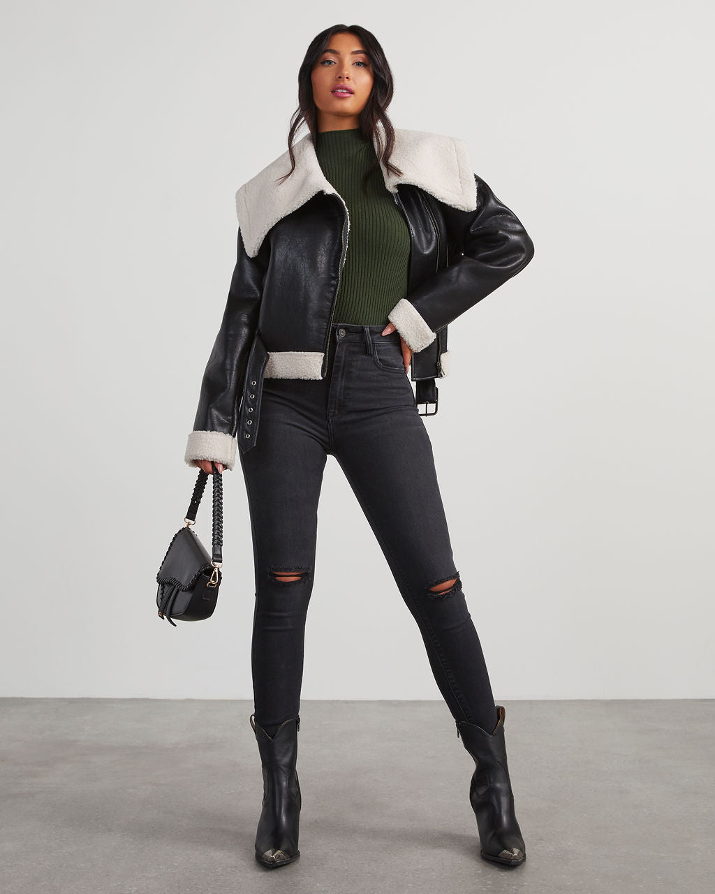 Naomi Ribbed Mock Neck Long Sleeve Top-Vogue Logic