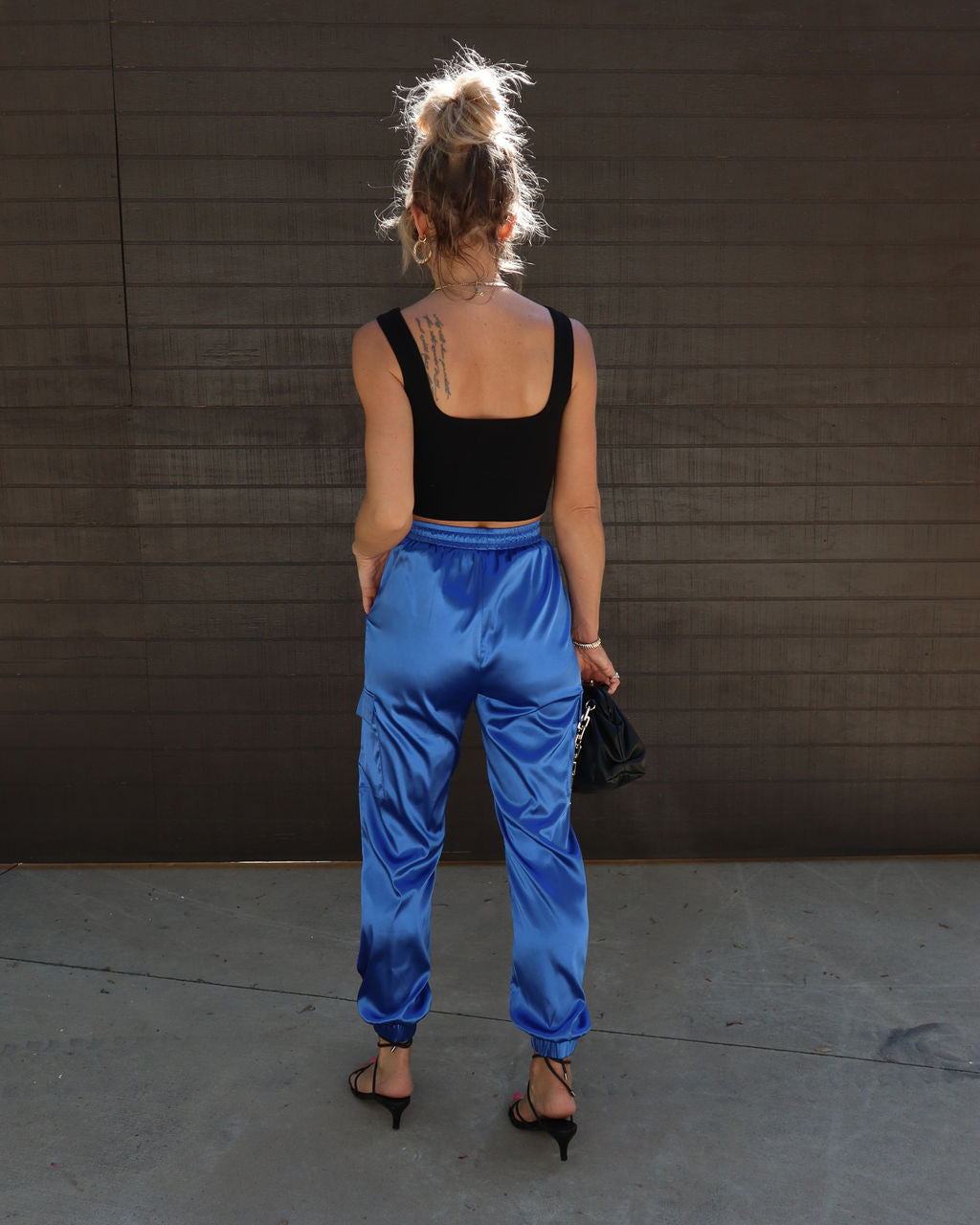 Athena Satin Cargo Pants-Vogue Logic