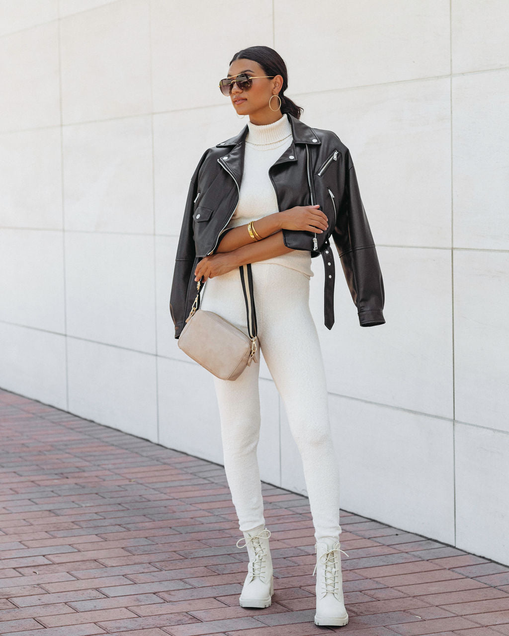 Fashionably Casual Knit High Rise Straight Pants-Vogue Logic