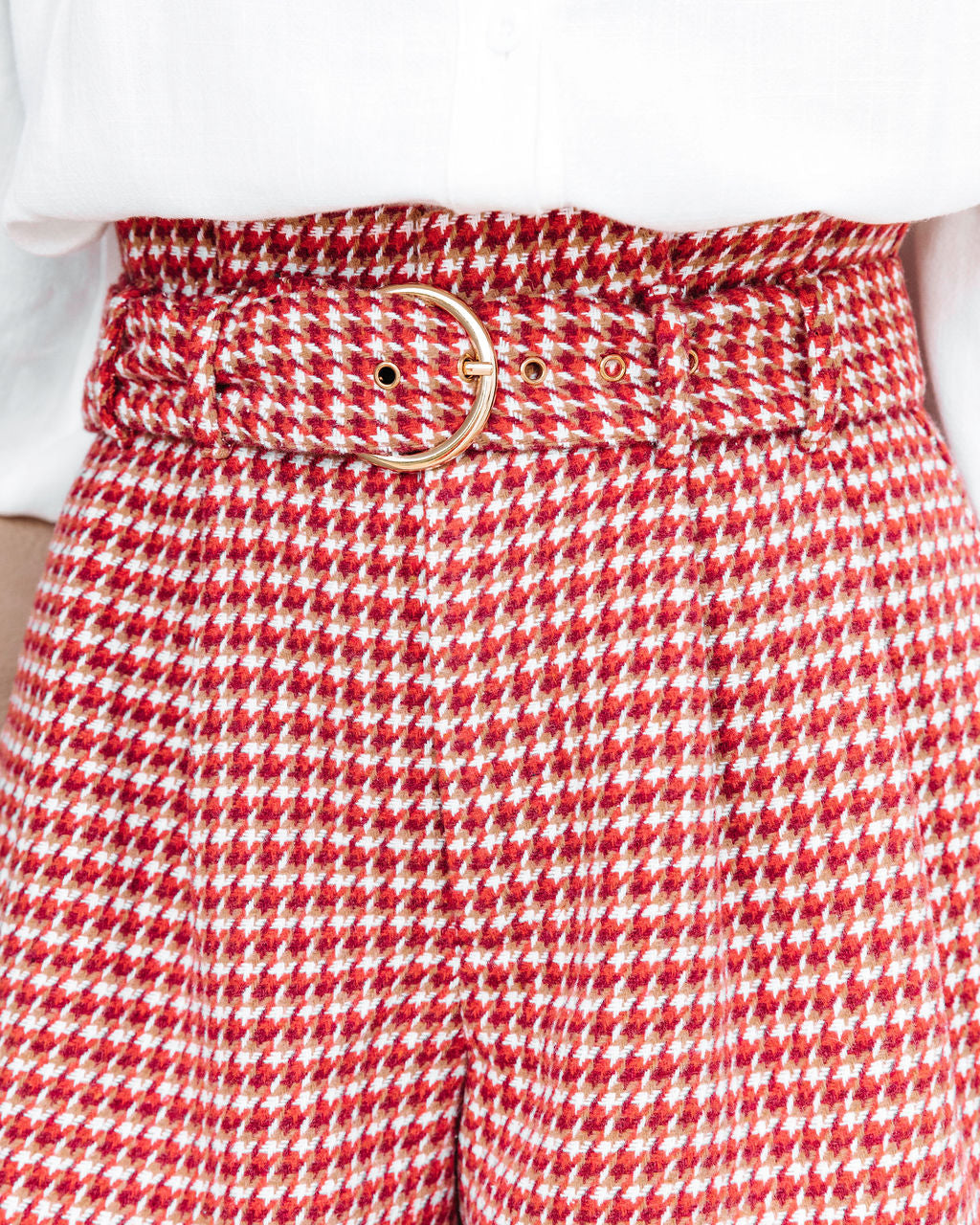 For The Record Houndstooth Belted Shorts-Vogue Logic