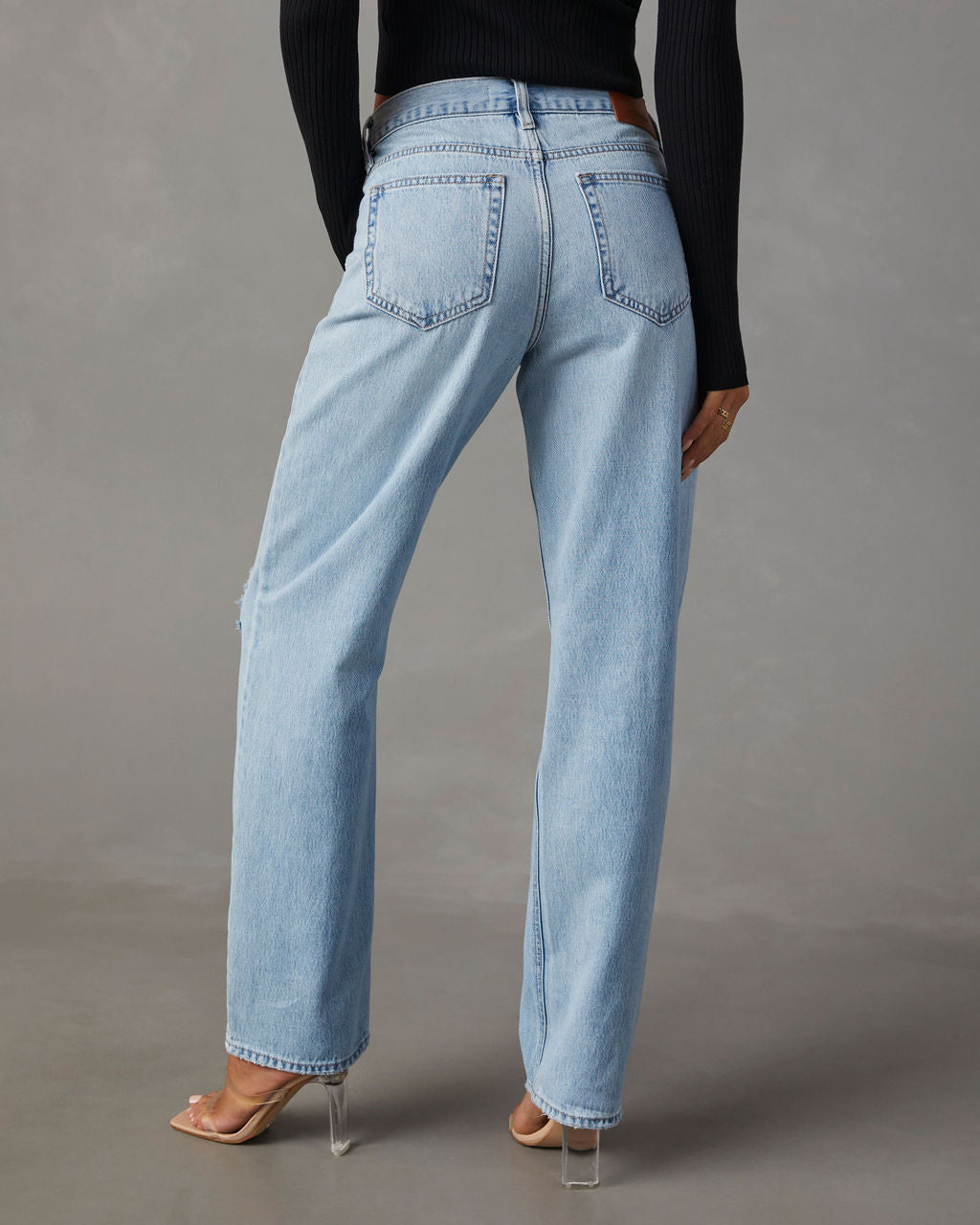 Sadine Distressed High Rise Straight Jeans-Vogue Logic