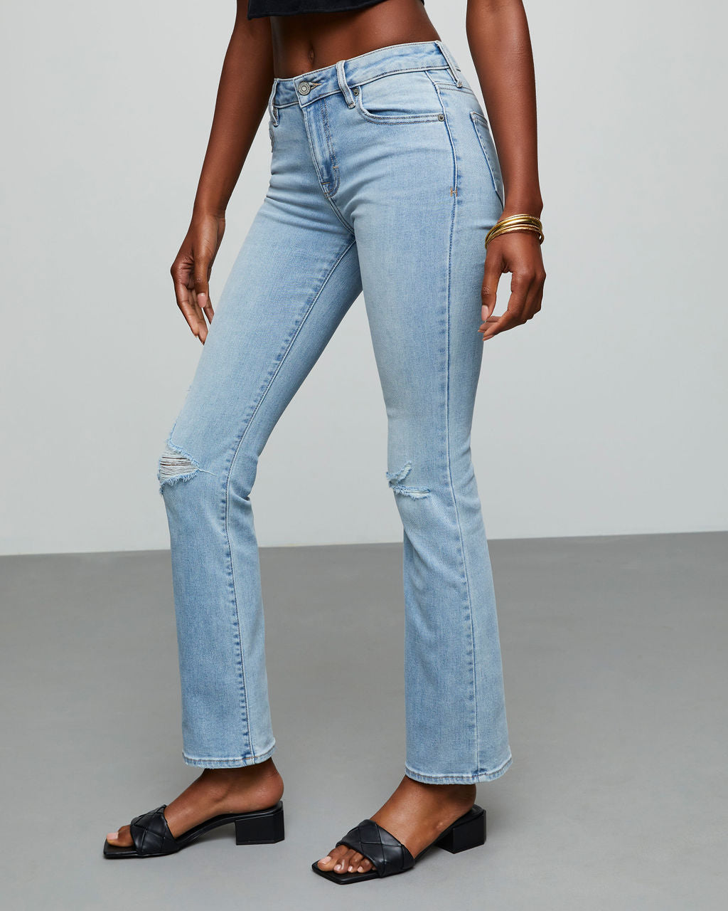 Matira High Rise Distressed Flare Jeans-Vogue Logic