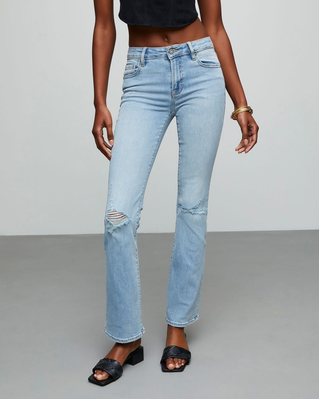 Matira High Rise Distressed Flare Jeans-Vogue Logic