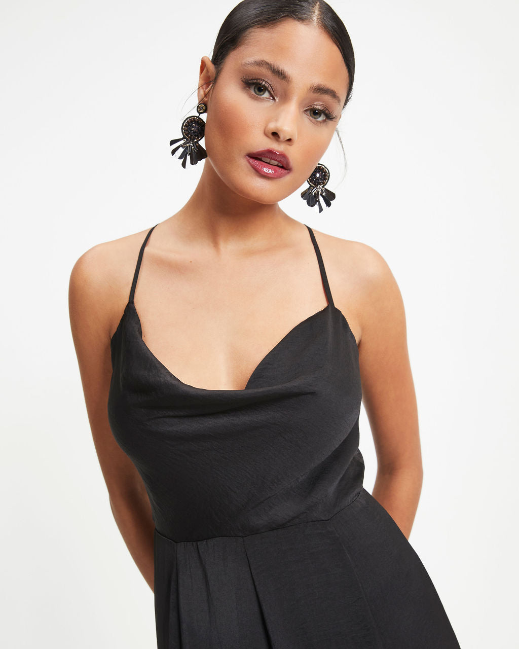 Hey Bella Satin Cowl Neck Maxi Dress-Vogue Logic