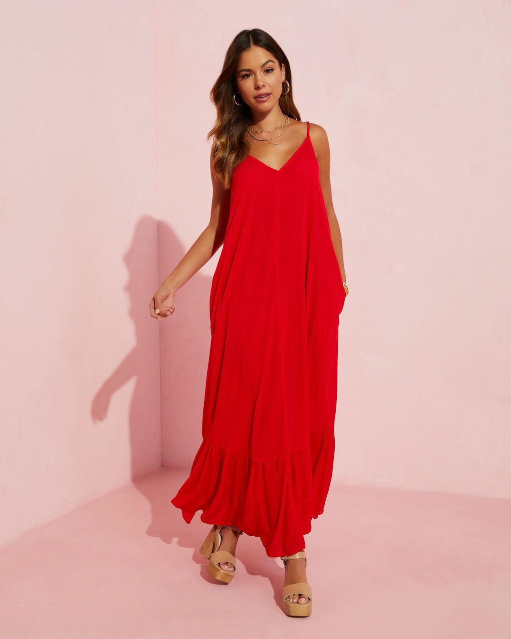 Kimonie Pocketed Maxi Dress-Vogue Logic
