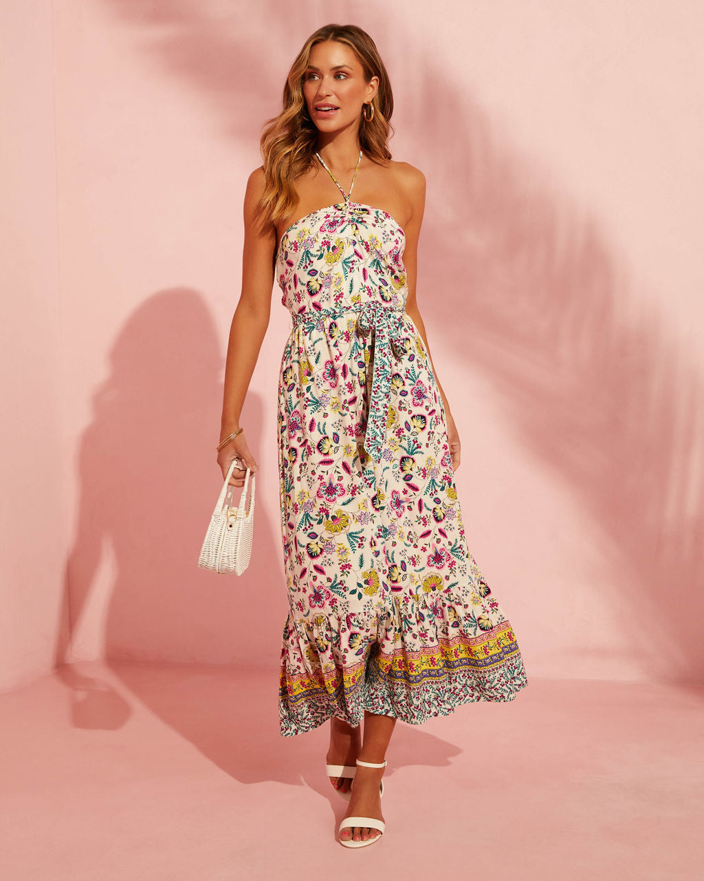 Greyson Halter Floral Maxi Dress-Vogue Logic