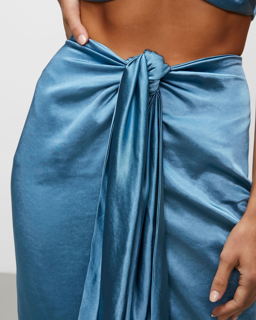 Elenora Satin Front Wrap Midi Skirt-Vogue Logic