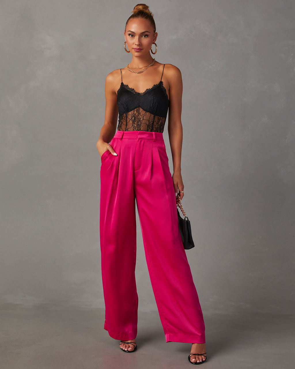 Shannell Satin Trouser Pants-Vogue Logic