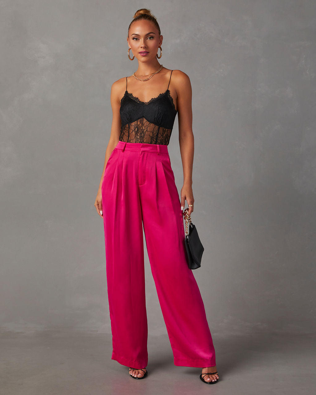 Shannell Satin Trouser Pants-Vogue Logic