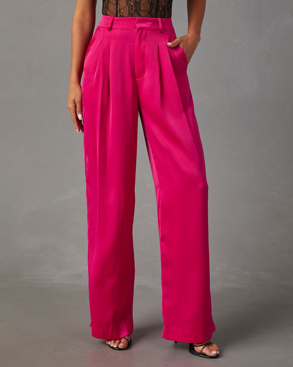 Shannell Satin Trouser Pants-Vogue Logic