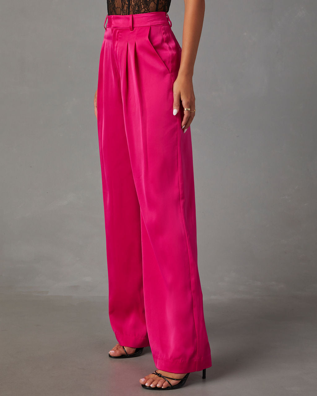 Shannell Satin Trouser Pants-Vogue Logic
