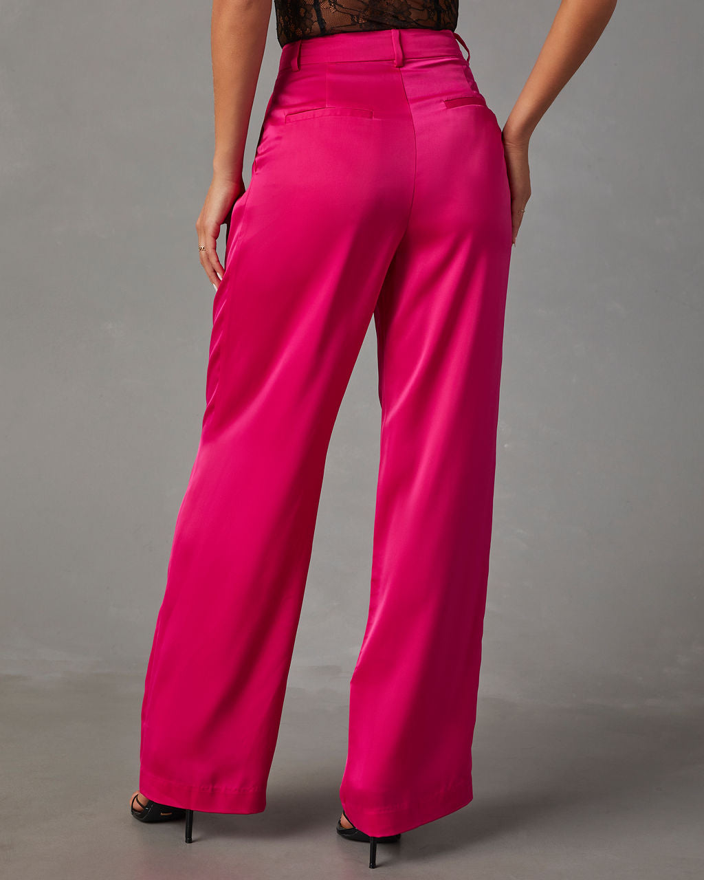Shannell Satin Trouser Pants-Vogue Logic
