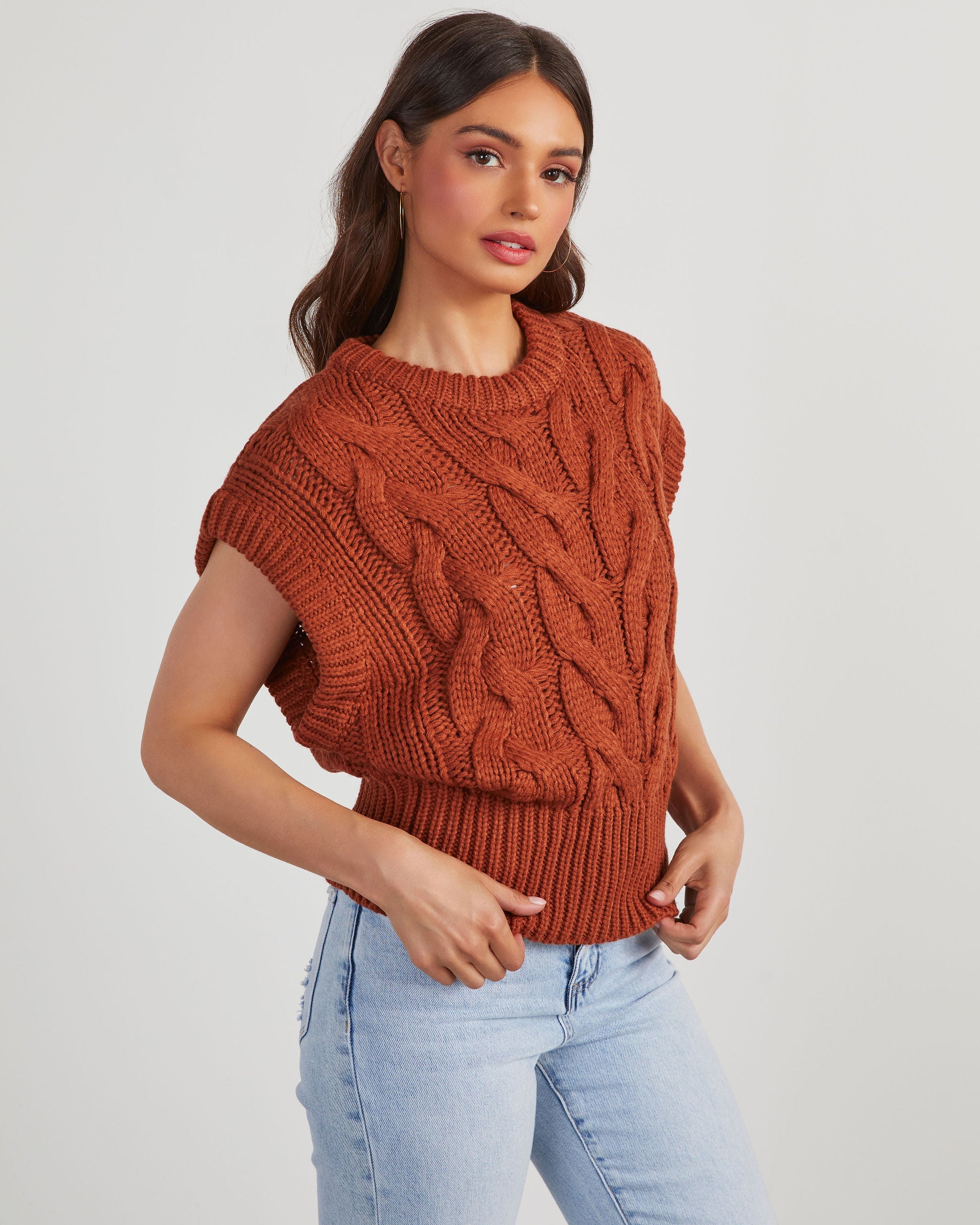 Sivan Cable Knit Sweater Vest-Vogue Logic
