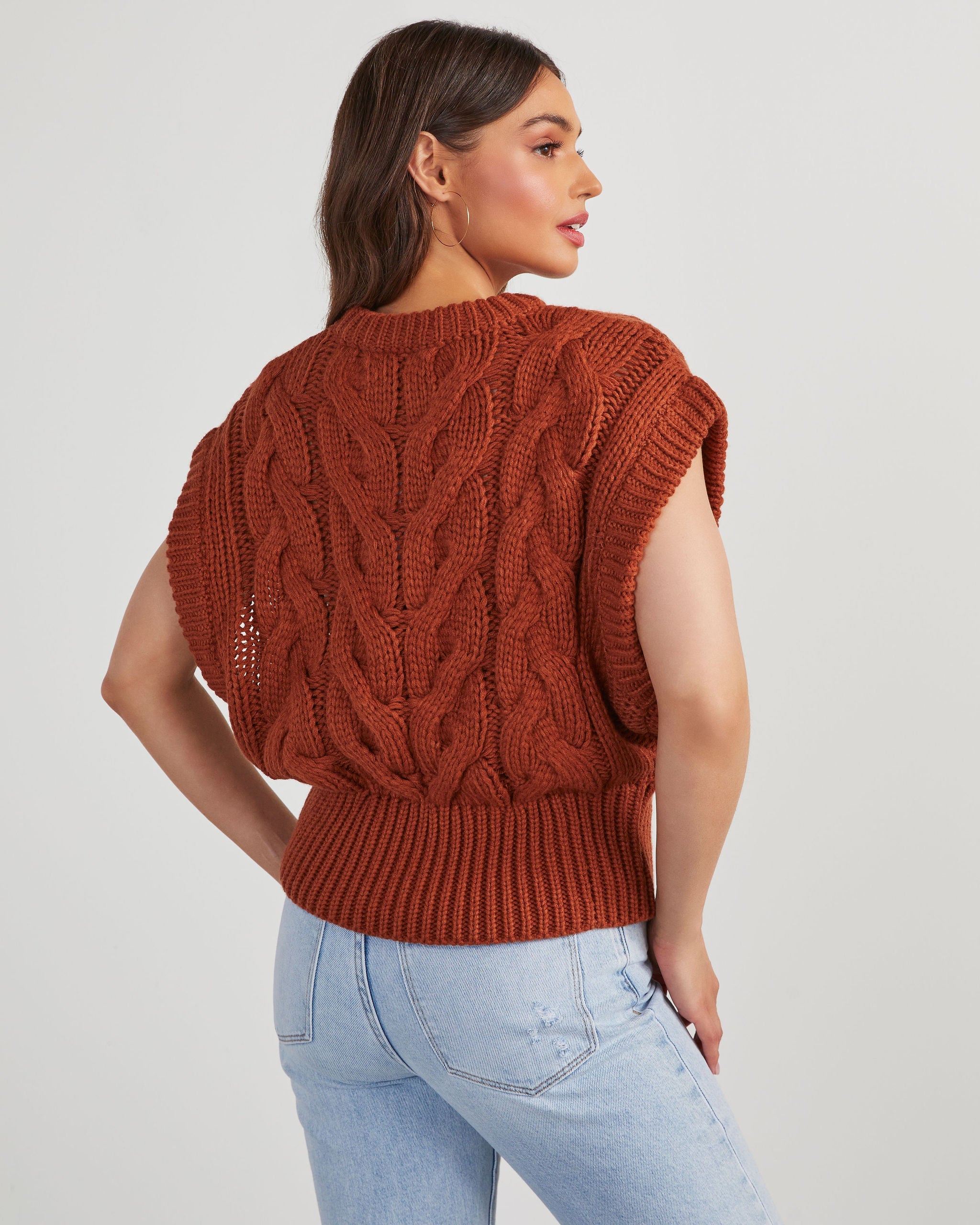 Sivan Cable Knit Sweater Vest-Vogue Logic