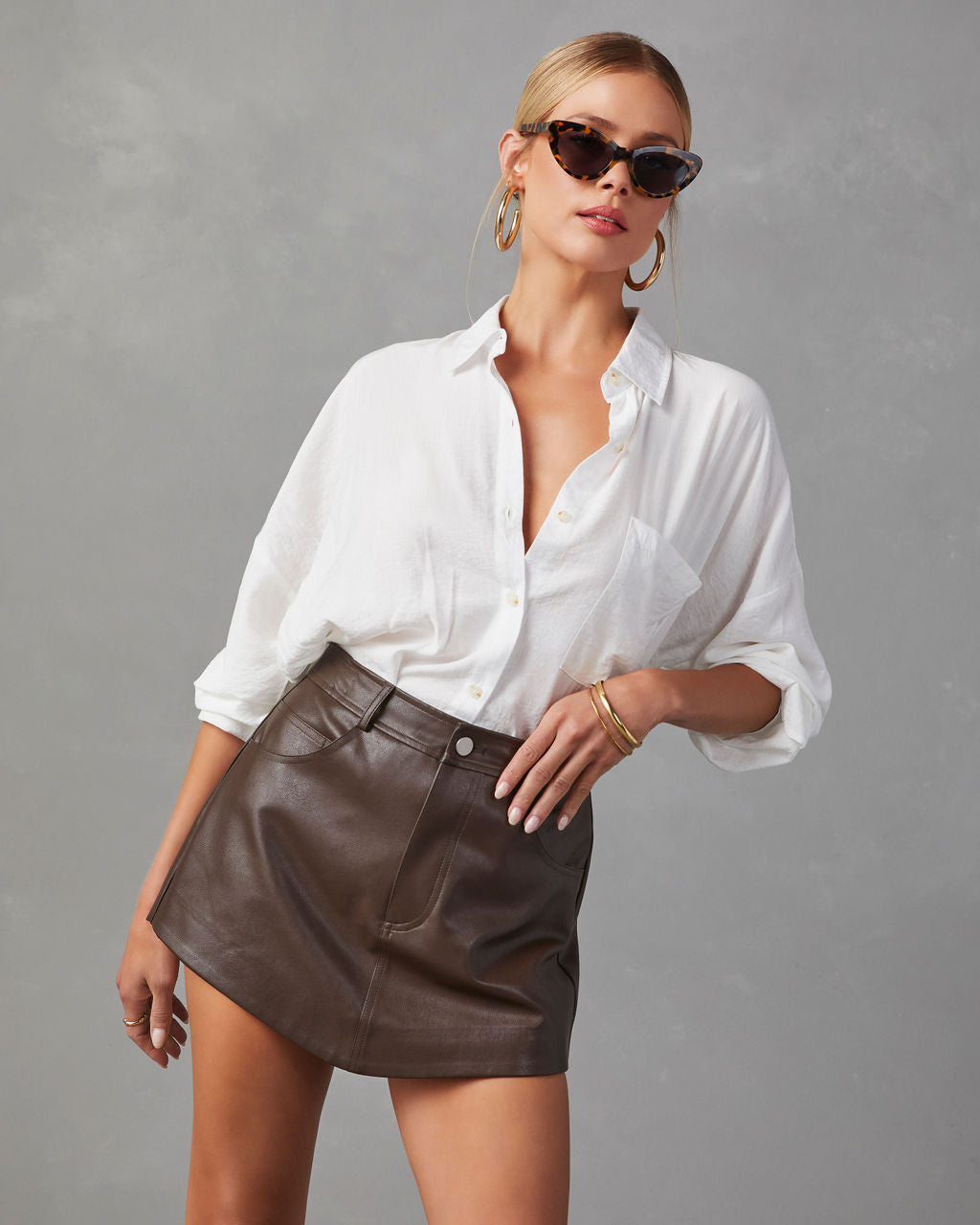 Farrow Faux Leather Skort-Vogue Logic